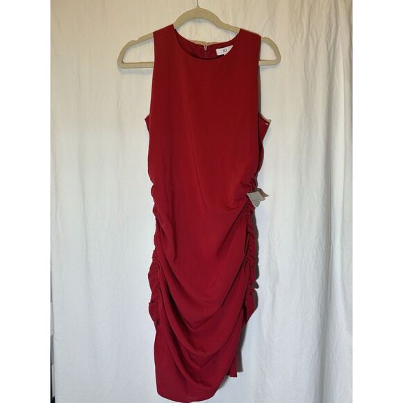 NSR Dresses & Skirts - NSR - Flattering Side Ruched Asymmetrical‎ Tank Dress Red Large NWT V20
